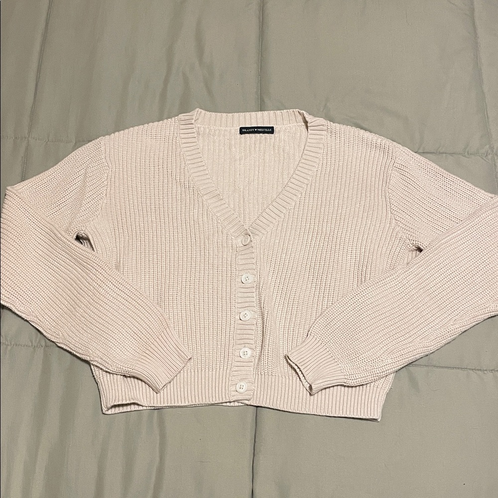Brandy Melville Cropped Cream Cardigan
